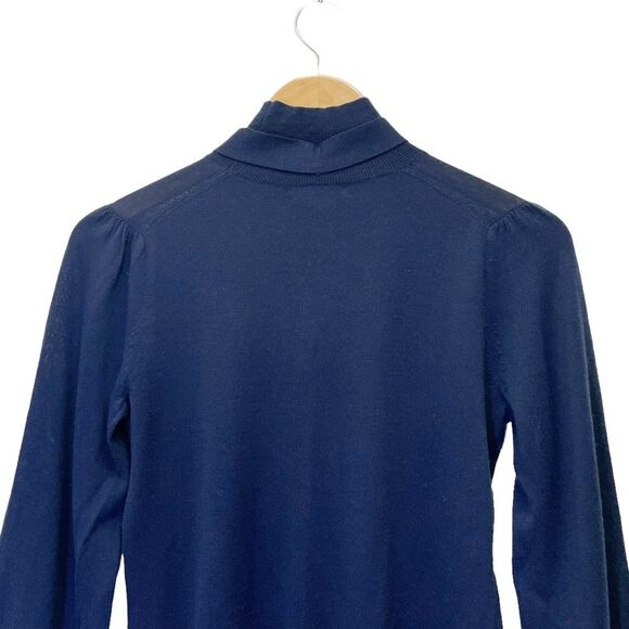 J. Crew Sweater Merino Wool Tie Neck Turtleneck in Navy Blue Women’s Size XXS - Picture 6 of 11